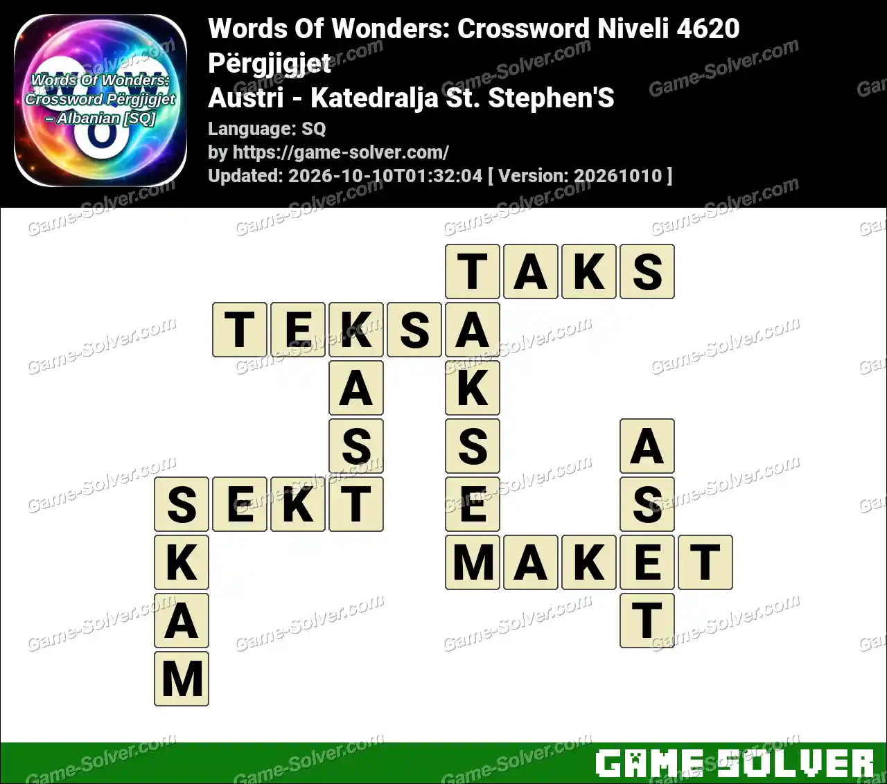 Words Of Wonders: Crossword Niveli 4620 Përgjigjet – Austri – Katedralja St. Stephen’S